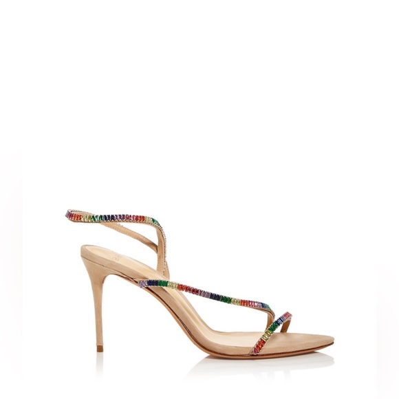 Alexandre Birman Shoes - Alexandre Birman Polly suede sandals with multi-colored crystal embellishments